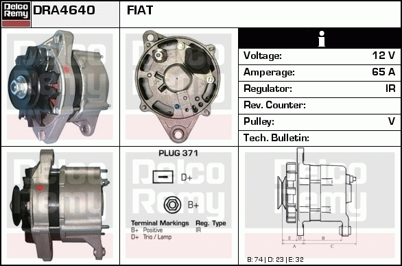 DELCO REMY DRA4640 Alternator