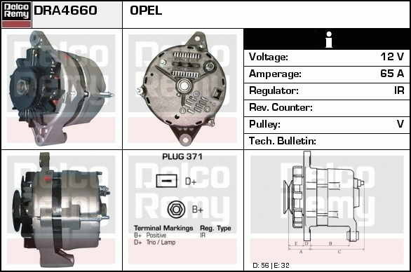 DELCO REMY DRA4660 Alternator