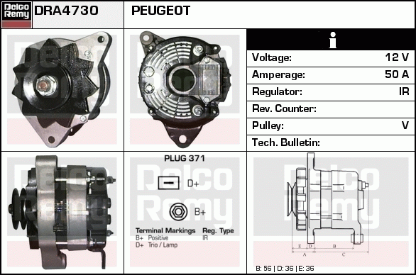 DELCO REMY DRA4730 Alternator