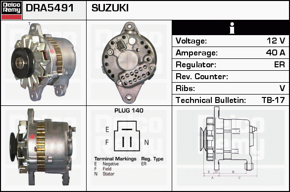 DELCO REMY DRA5491 Alternator