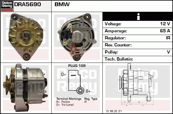 DELCO REMY DRA5690 Alternator