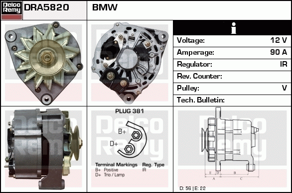 DELCO REMY DRA5820 Alternator