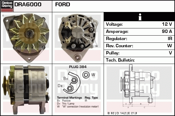 DELCO REMY DRA6000 Alternator