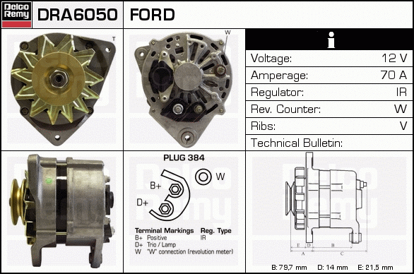 DELCO REMY DRA6050 Alternator