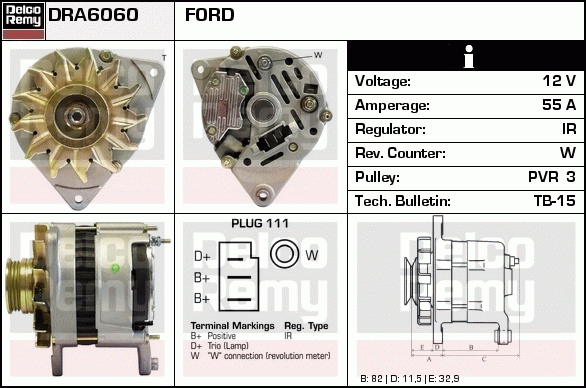 DELCO REMY DRA6060 Alternator