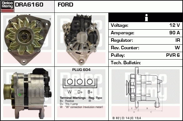 DELCO REMY DRA6160 Alternator