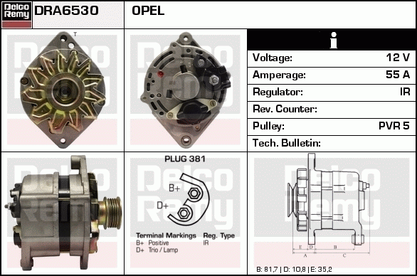 DELCO REMY DRA6530 Alternator