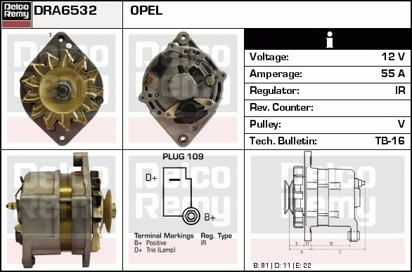 DELCO REMY DRA6532 Alternator