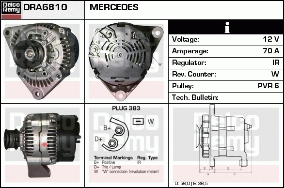 DELCO REMY DRA6810 Alternator