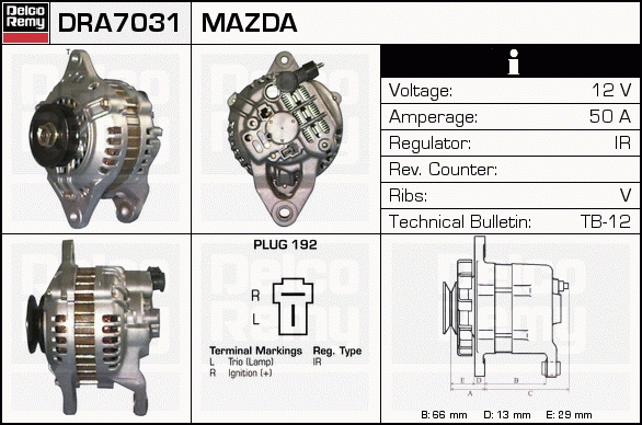 DELCO REMY DRA7031 Alternator