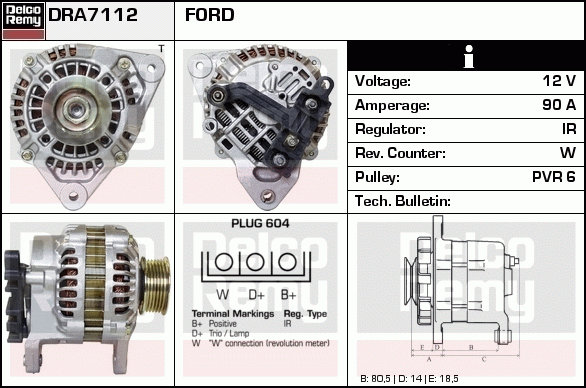 DELCO REMY DRA7112 Alternator