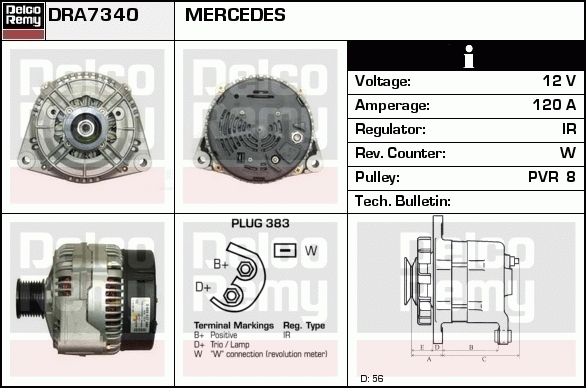 DELCO REMY DRA7340 Alternator