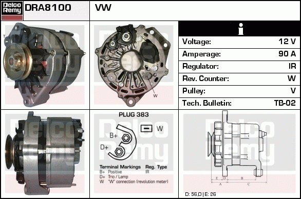 DELCO REMY DRA8100 Alternator