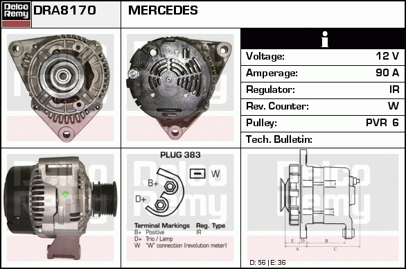 DELCO REMY DRA8170 Alternator