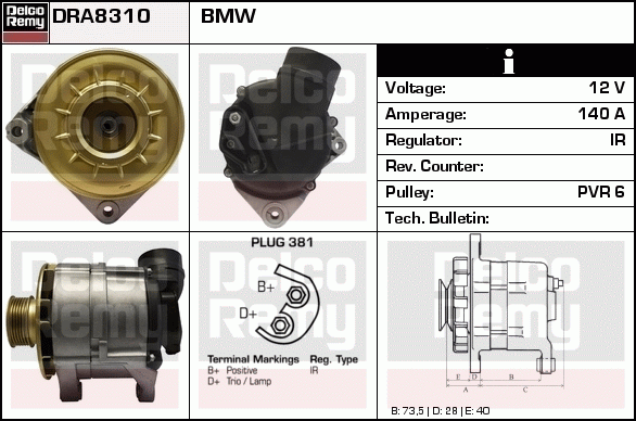 DELCO REMY DRA8310 Alternator