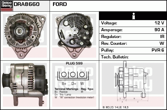 DELCO REMY DRA8660 Alternator