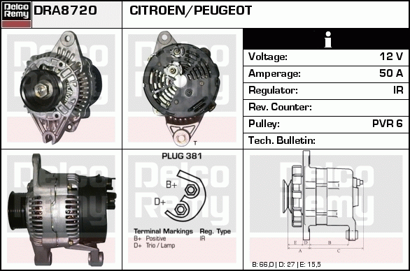 DELCO REMY DRA8720 Alternator