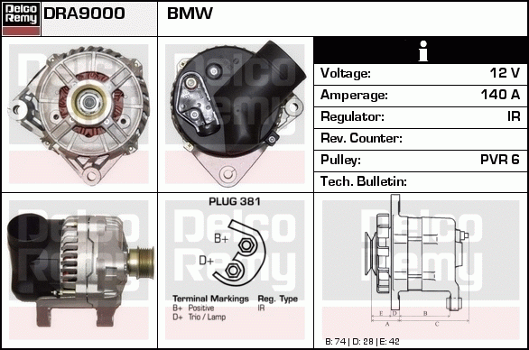 DELCO REMY DRA9000 Alternator