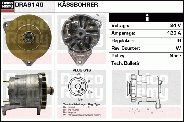 DELCO REMY DRA9140 Alternator