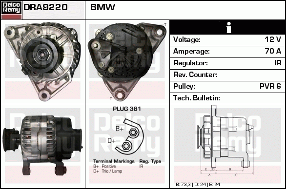 DELCO REMY DRA9220 Alternator