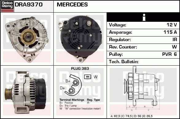 DELCO REMY DRA9370 Alternator