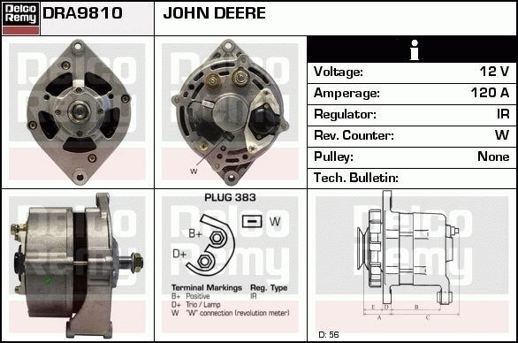 DELCO REMY DRA9810 Alternator