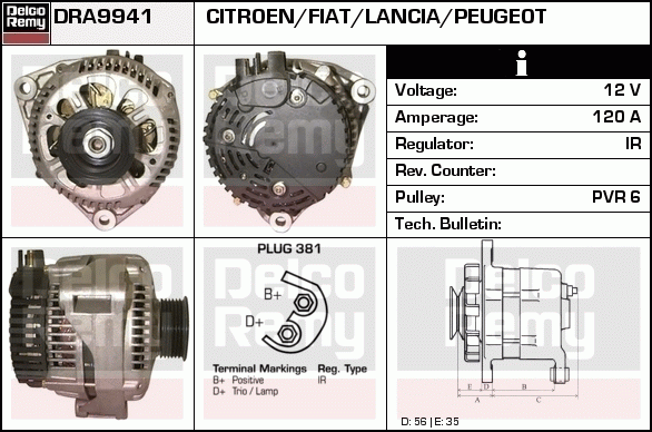 DELCO REMY DRA9941 Alternator