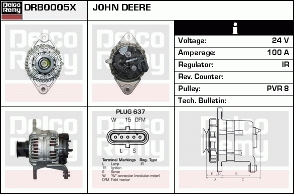 DELCO REMY DRB0005X Alternator