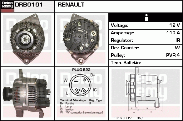 DELCO REMY DRB0101 Alternator