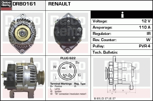 DELCO REMY DRB0161 Alternator