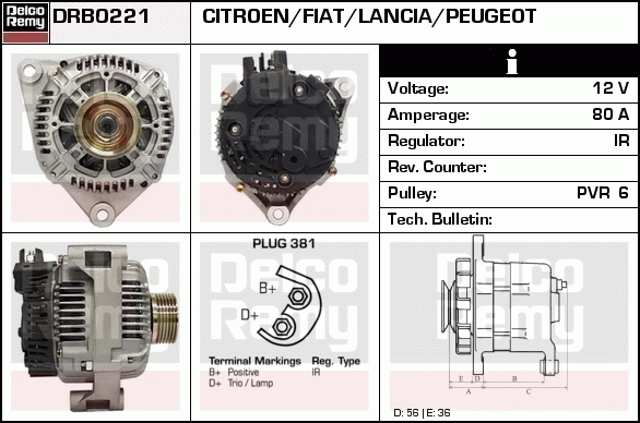 DELCO REMY DRB0221 Alternator