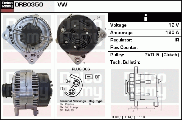 DELCO REMY DRB0350 Alternator