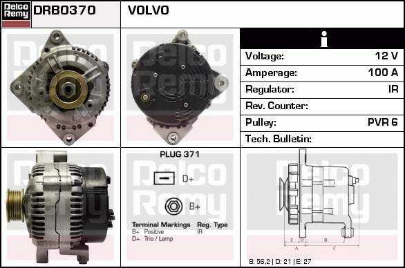 DELCO REMY DRB0370 Alternator