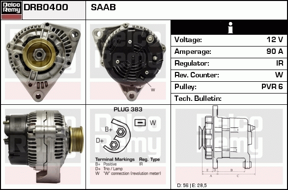 DELCO REMY DRB0400 Alternator