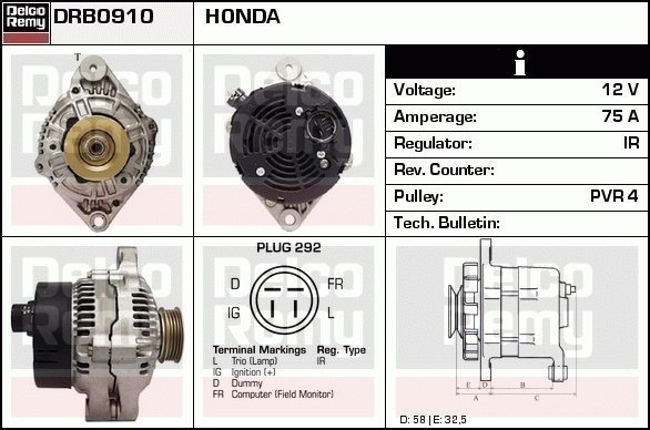 DELCO REMY DRB0910 Alternator