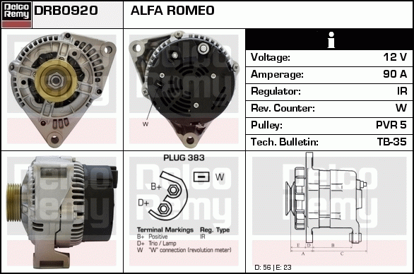 DELCO REMY DRB0920 Alternator