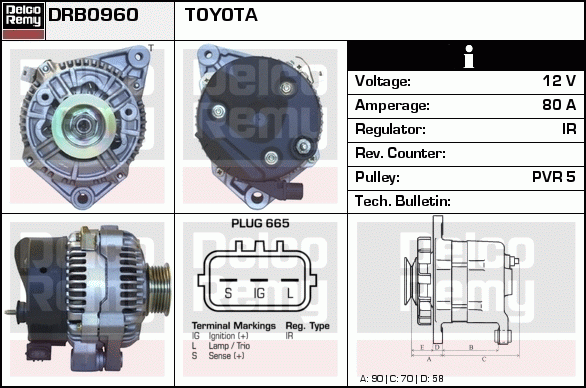 DELCO REMY DRB0960 Alternator