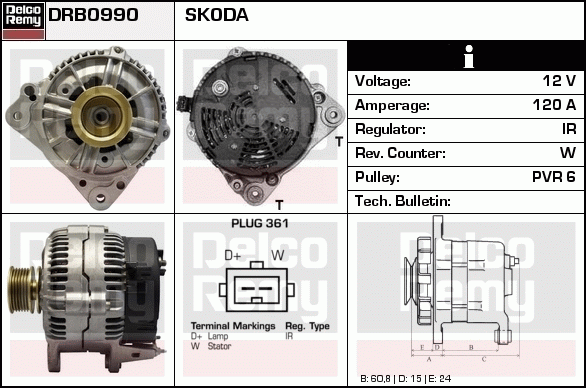 DELCO REMY DRB0990 Alternator