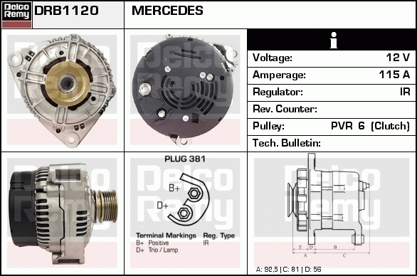 DELCO REMY DRB1120 Alternator