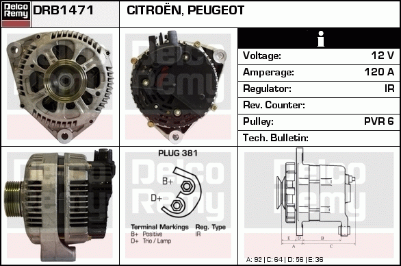 DELCO REMY DRB1471 Alternator