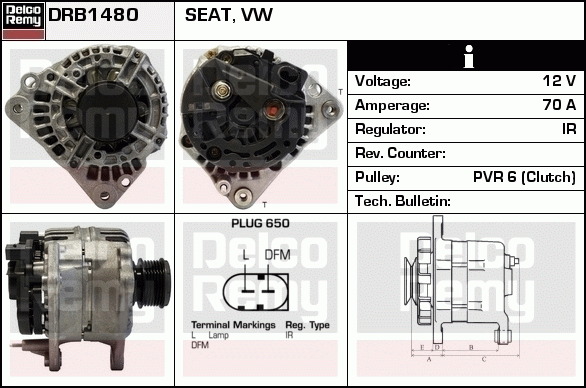 DELCO REMY DRB1480 Alternator