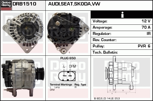 DELCO REMY DRB1510 Alternator