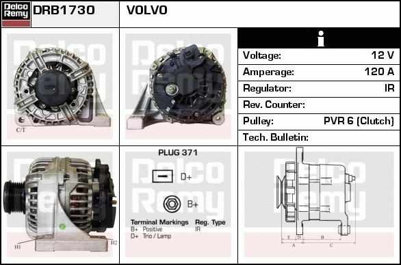 DELCO REMY DRB1730 Alternator