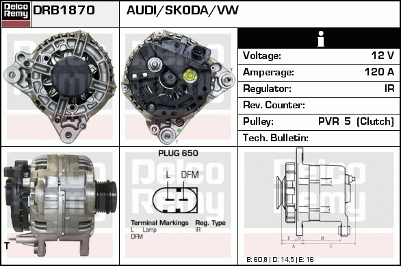 DELCO REMY DRB1870 Alternator