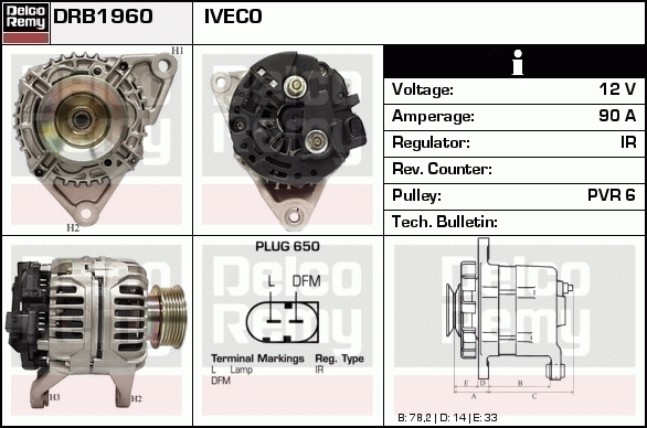 DELCO REMY DRB1960 Alternator