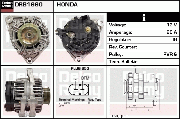 DELCO REMY DRB1990 Alternator