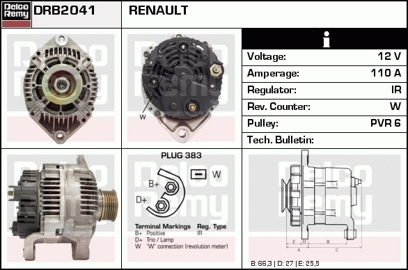 DELCO REMY DRB2041 Alternator