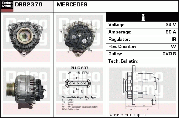 DELCO REMY DRB2370X Alternator