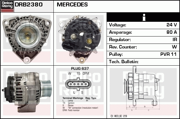 DELCO REMY DRB2380N Alternator