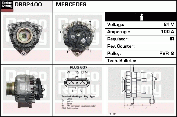 DELCO REMY DRB2400X Alternator